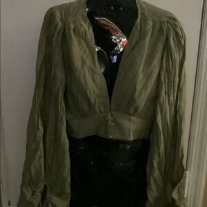 Chic Olive Button-Up Blouse